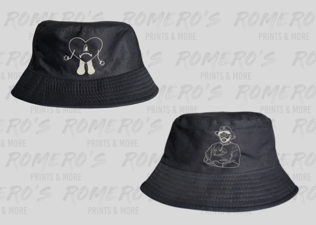 Benito and Heart Glow-in-the-Dark Outlined Bucket Hat